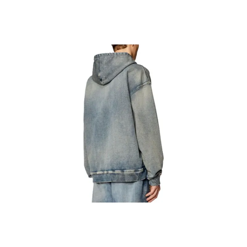 DIESEL D-Um-Rib Track Drawstring Denim Hoodie-2