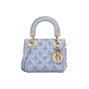 DIOR Lady Dior Mulberry Silk Shoulder Bag, Crossbody Bag, Handbag Extra Mini Women's Space Blue