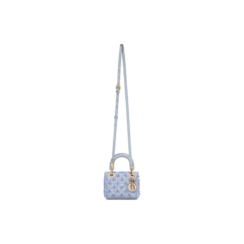 DIOR Lady Dior Mulberry Silk Shoulder Bag, Crossbody Bag, Handbag Extra Mini Women's Space Blue-1
