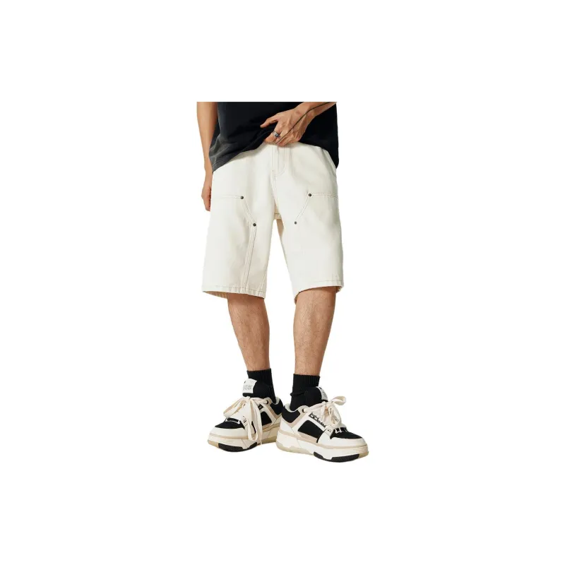 GTRG Denim Shorts Unisex White-1
