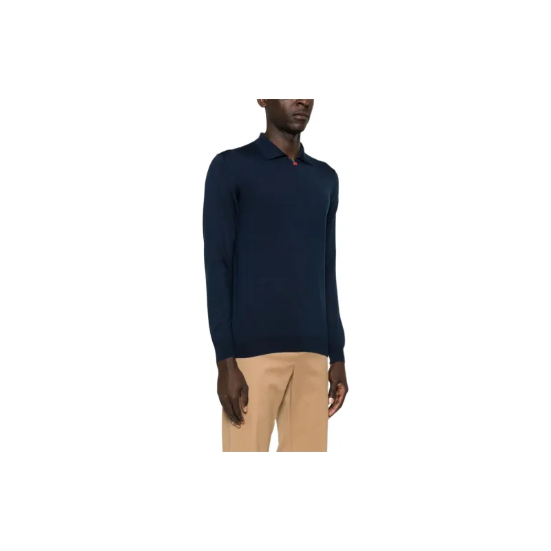 KITON Long Sleeve Cashmere Silk Polo Shirt-3