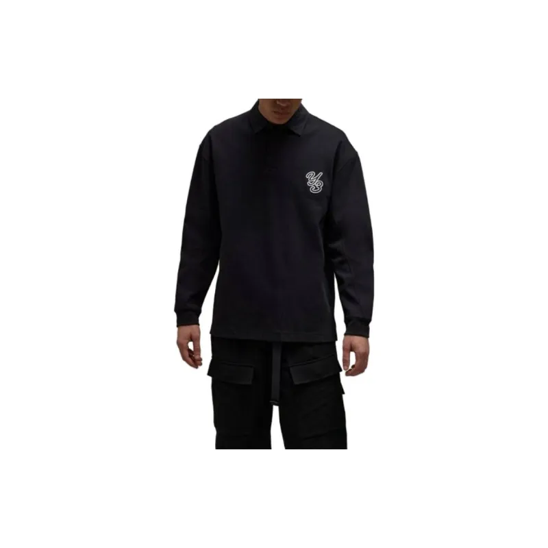 Y 3 Logo Patch Long Sleeved Polo Shirt-1
