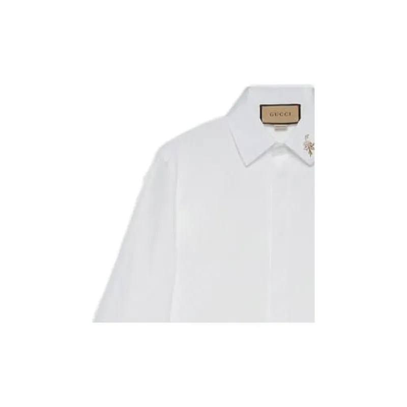 GUCCI Embroidered collar Poplin Shirt-3