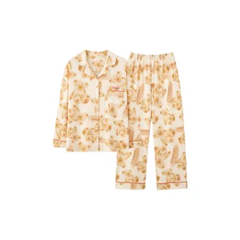 Montagut Pajama Set Autumn And Winter Season Women's 2 Pack Yellow