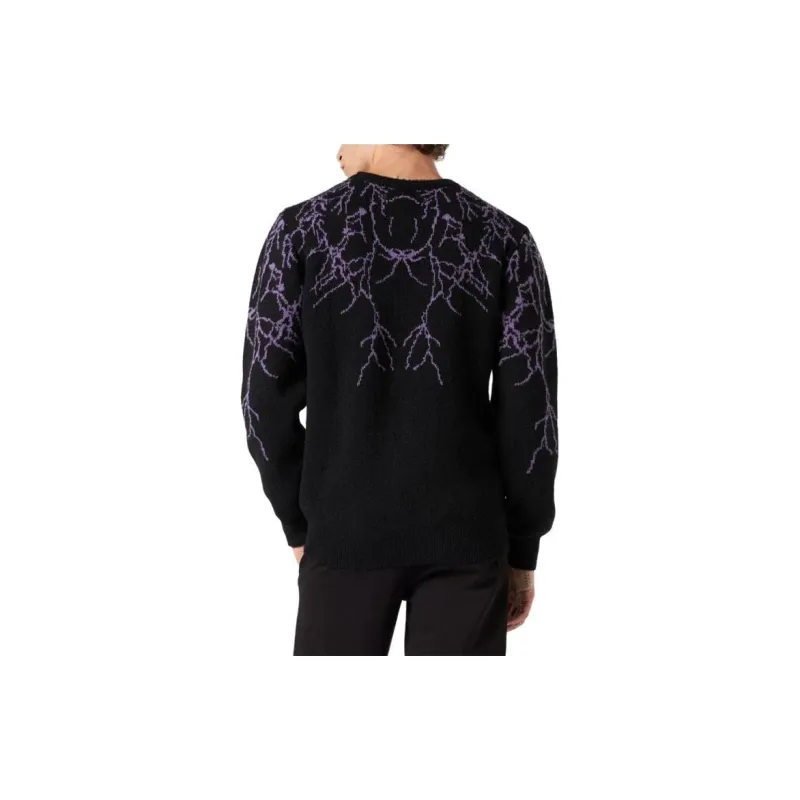 PHOBIA ARCHIVE Jumper With Purple Lightning Print Sweater Men's Black-3