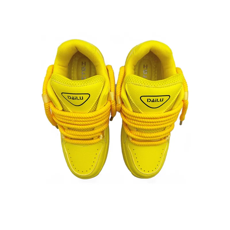 ITGI Dreadlocks Puffy Shoes Slip Resistant Height Increasing Low Top Skateboard Shoes Unisex Yellow-3
