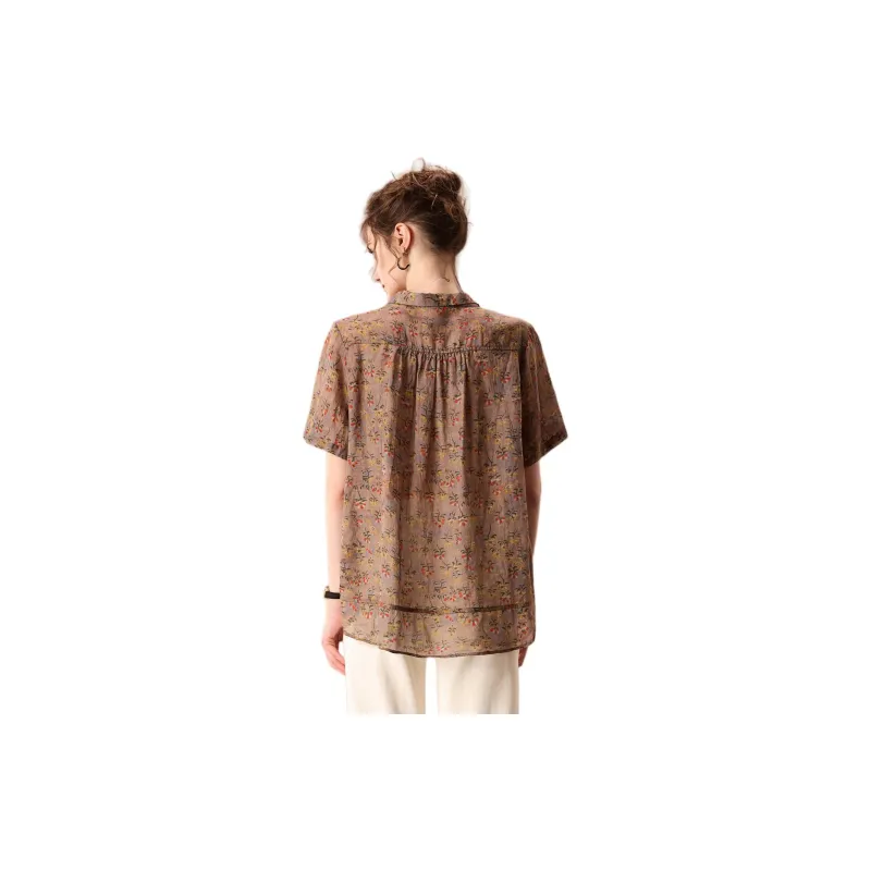 FENHONGMALI Shirt Women's Coffee-0
