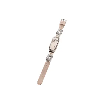 FZRT Xiaomi Compatibility Watch Band New Chinese Style Beads Metal Leather Strap Cowhide Leather Material