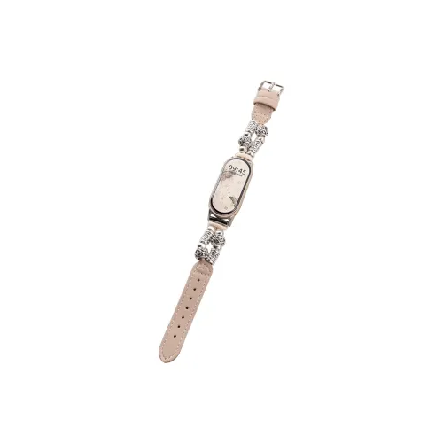 FZRT Xiaomi Compatibility Watch Band New Chinese Style Beads Metal Leather Strap Cowhide Leather Material