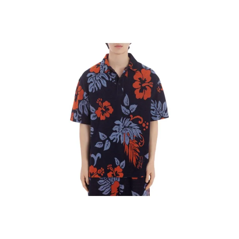 Maison Kitsune Floral print Towelling finish Polo Shirt-2