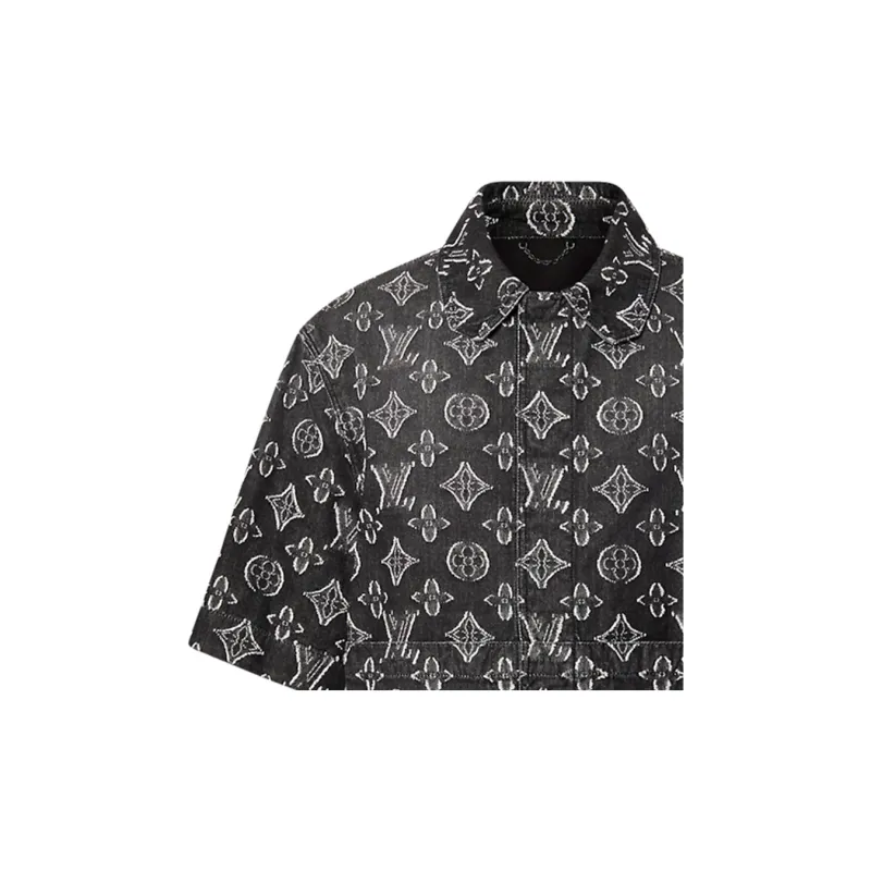 Lv Monogram Short Sleeved Chambray Shirt-2