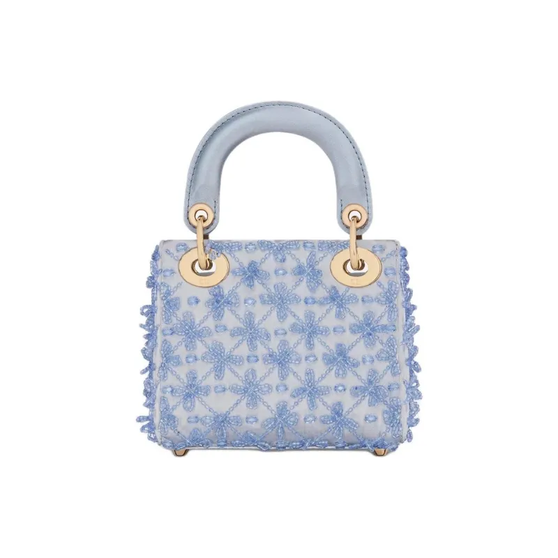 DIOR Lady Dior Mulberry Silk Shoulder Bag, Crossbody Bag, Handbag Extra Mini Women's Space Blue-4