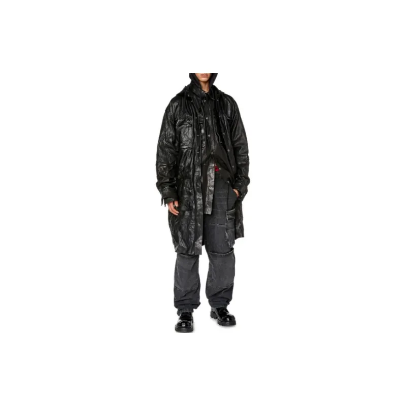 DIESEL Leather Jackets Men Black-1