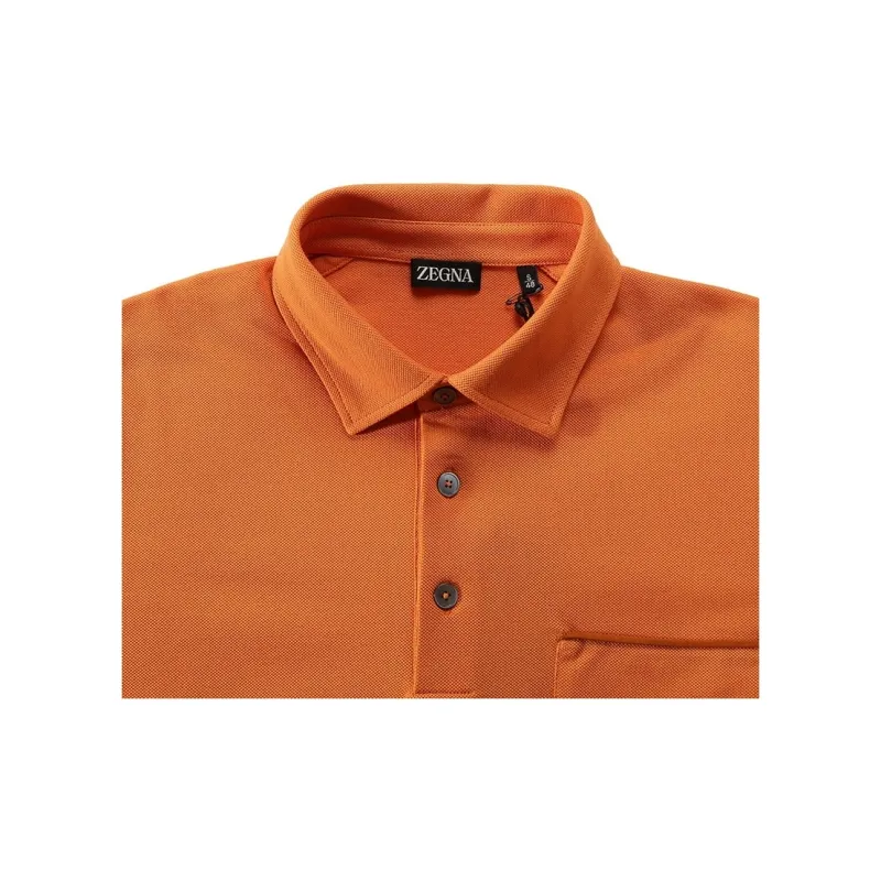 Zegna SS24 Polo Shirt Men's Bright Orange-4