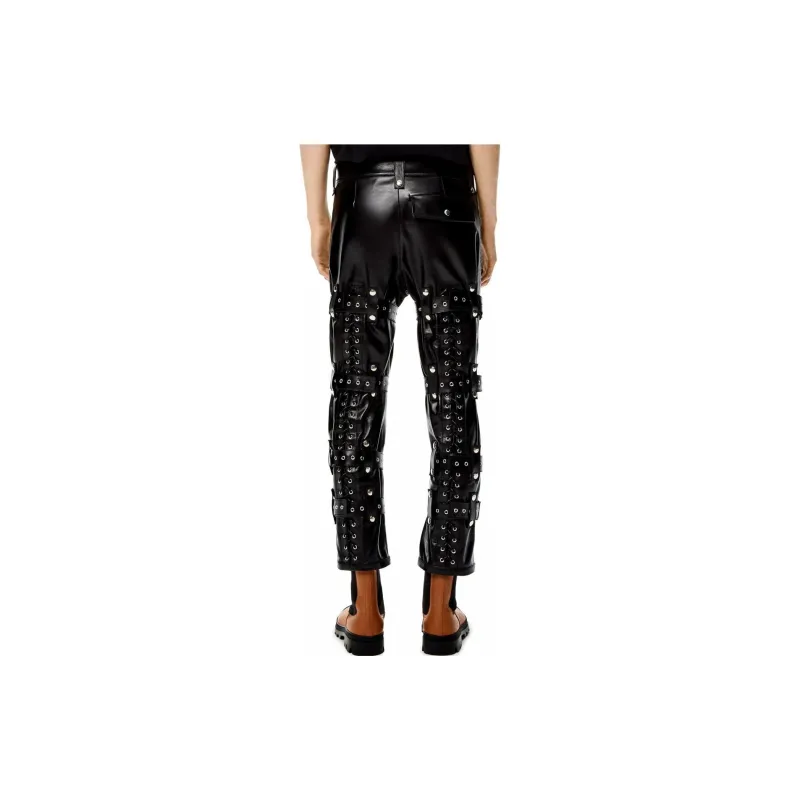 LOEWE Nappa Calfskin Leather Eyelet Bondage Trouser-3