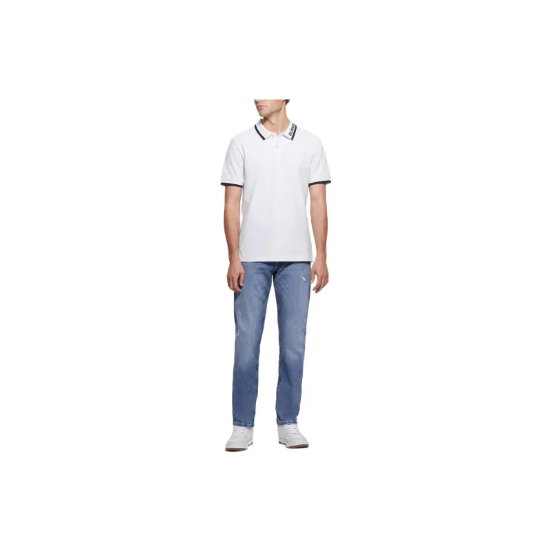 GUESS Eco Lyle Logo Polo Polo Shirt Men's White-2
