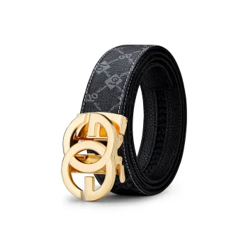 WilliamPOLO PVC Leather Belts Men's Gold 3.5cm Width