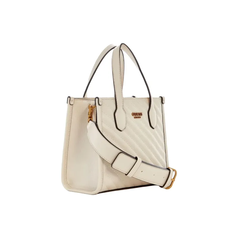 GUESS Artificial Leather Tote Bag Shopping Bag Handbag Mini Women's Gray White-1