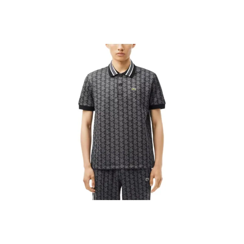LACOSTE Classic Fit Monogram Jacquard Polo Shirt-1