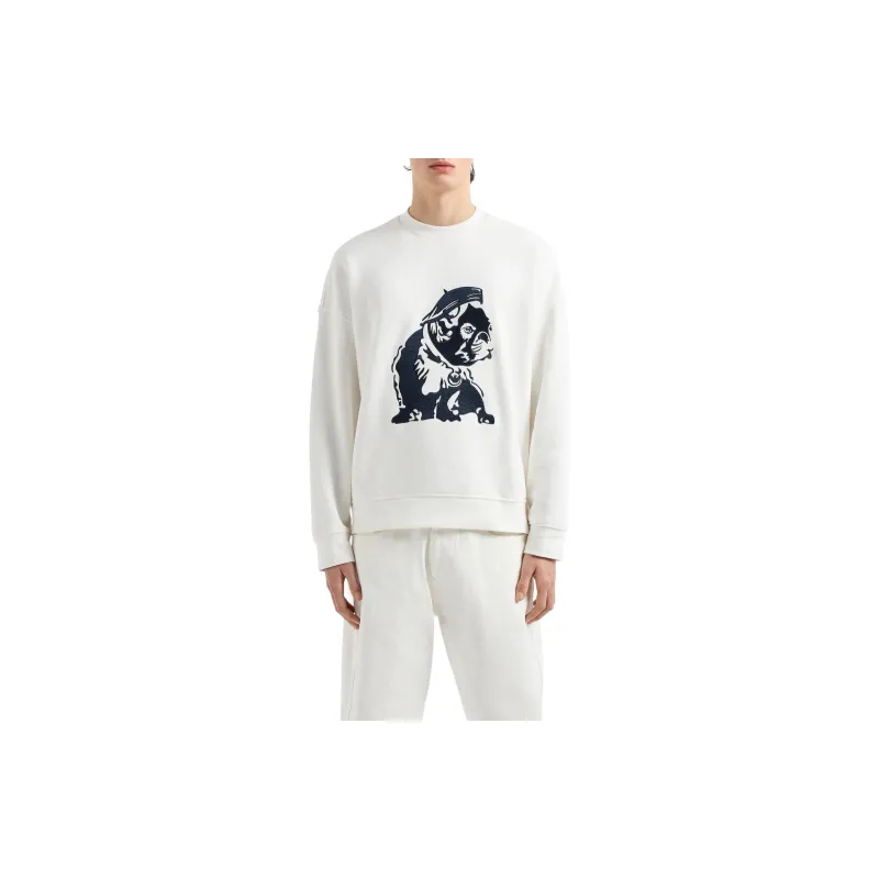 EMPORIO ARMANI Bulldog Embroidered Crewneck Sweatshirt-1