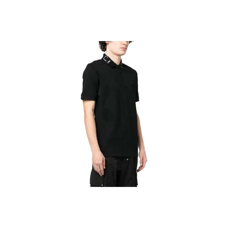 Moncler Men Concealed Placket Polo Black-3