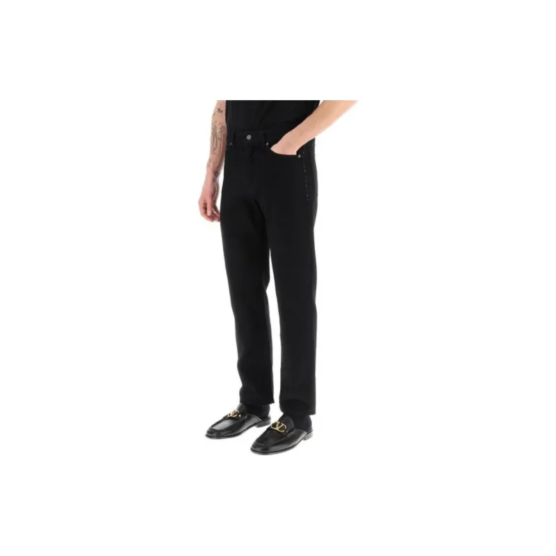 Valentino Stud Detailed Straight Leg Jeans-4