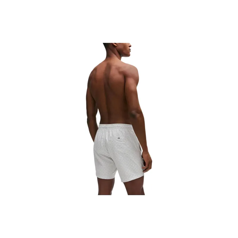 HUGO BOSS Micro Print Quick Drying Swim Shorts With Logo Detail Casual Shorts Men's White-3
