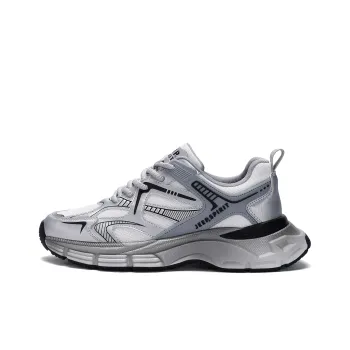JEEP SPIRIT Anti Slip Wear Resistant Low Top Chunky Sneakers Y2K Vintage Running Shoes Men's Silver