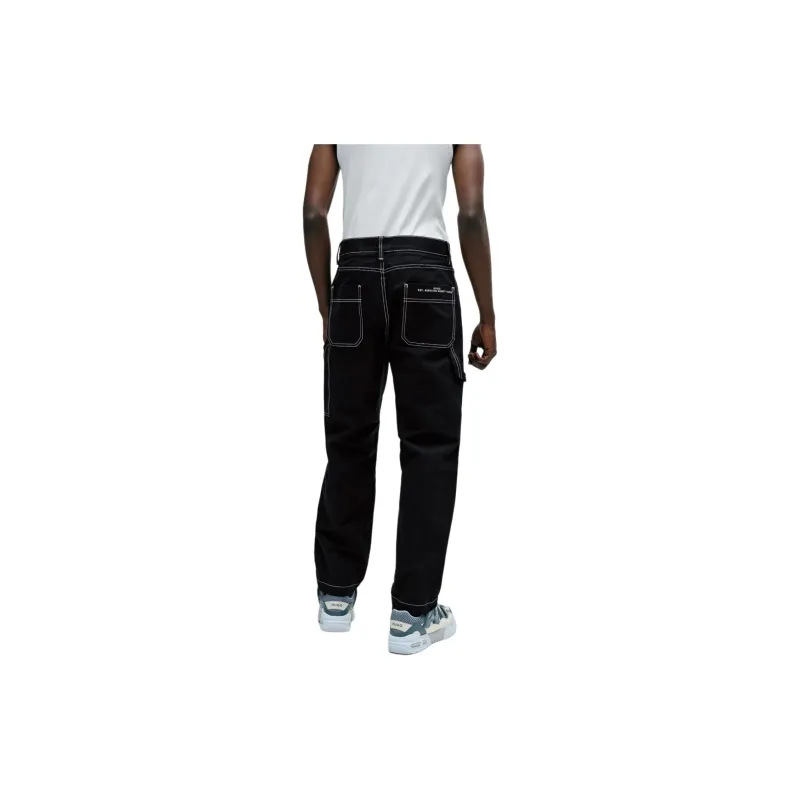 HUGO BOSS Regular Fit Trousers In Heavyweight Cotton Jeans Men's Black-2