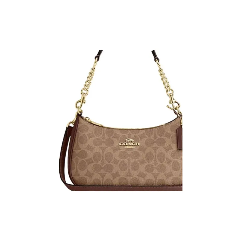 COACH Teri Artificial Leather With Recycled Leather Shoulder Bag, Crossbody Bag, Handbag Medium Size Women's Khaki-5