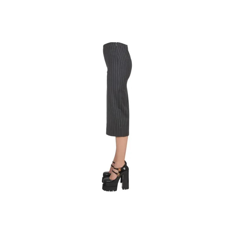 VERSACE Pinstripe High Waist Midi Skirt-2
