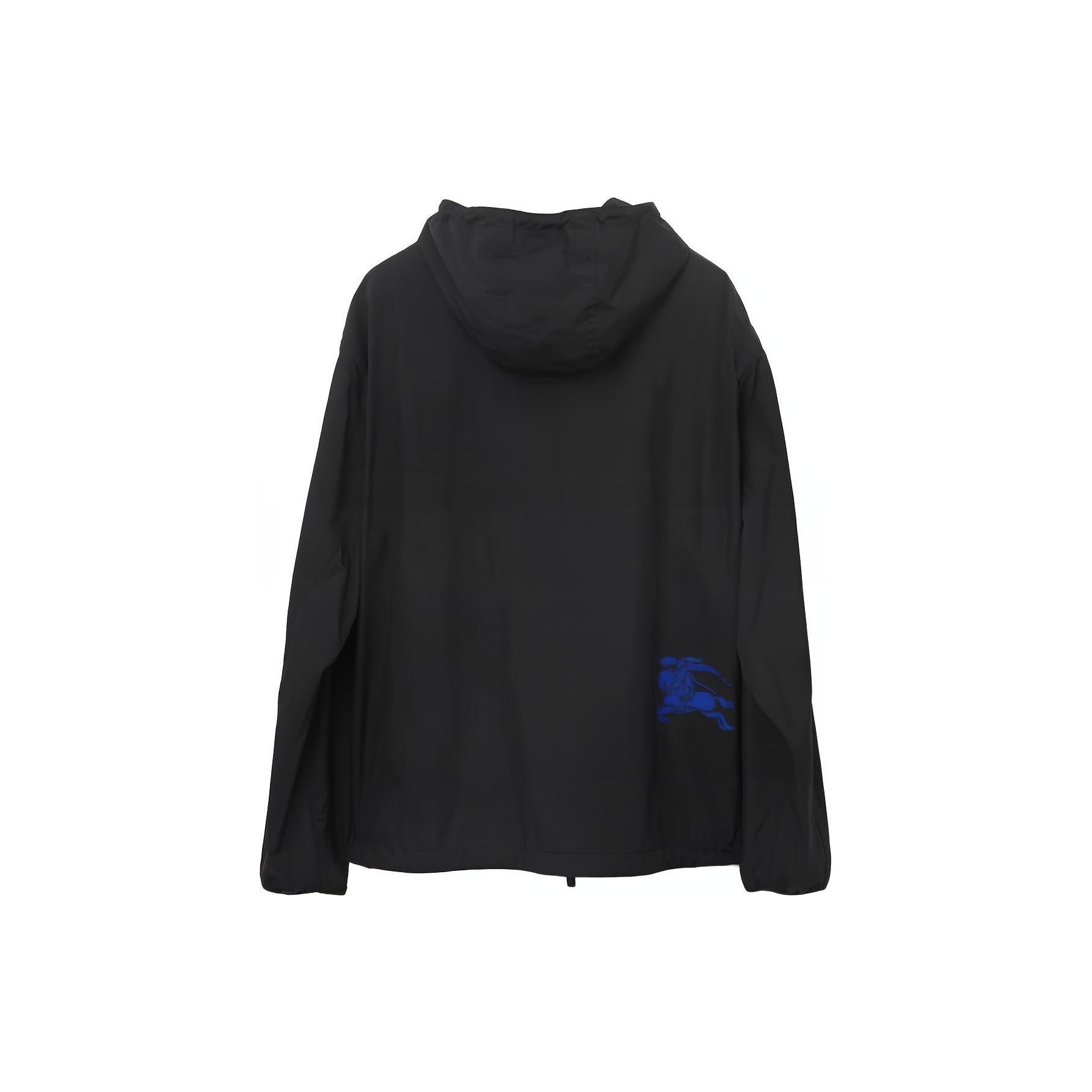 【関税込み】Burberry ブラック EKD 刺繍 フーディ Burberry EKD-Embroidered Hooded Zipped Lightweight Jacket M