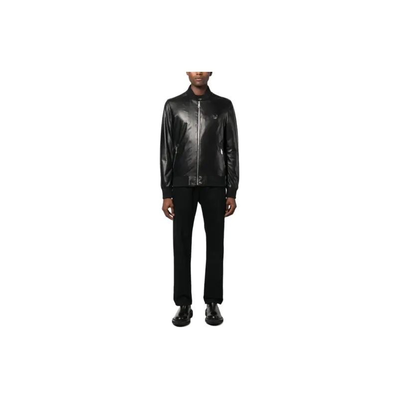PHILIPP PLEIN Skull Leather Bomber Jacket-1
