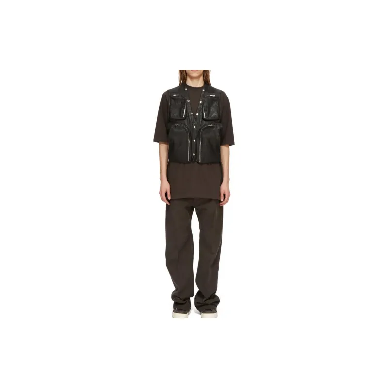 RICK OWENS Leather V neck Gilet-2