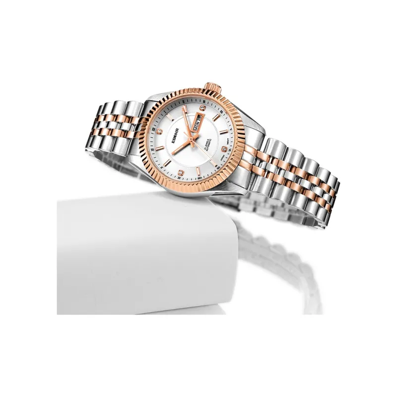 EBOHR Master Collection Mechanical Movement Stainless Steel Strap Watch Men's Watches White Dial-7