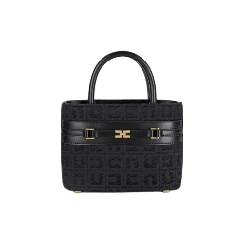 Elisabetta Franchi Horsebit Detailed Jacquard Small Shopper Bag