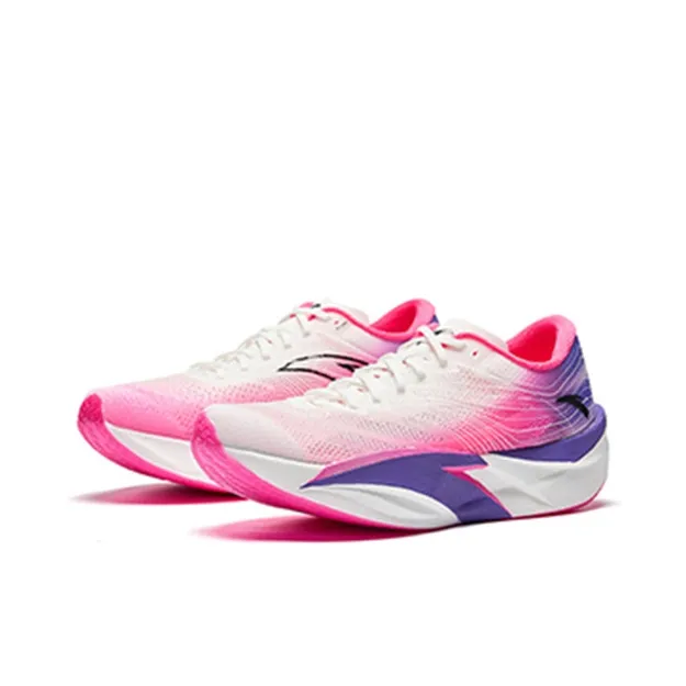 Anta C202 6.0 Cushioned Slip-Resistant Abrasion-Resistant Low-Top Carbon Plate Running Shoes Men's White Red Purple-1