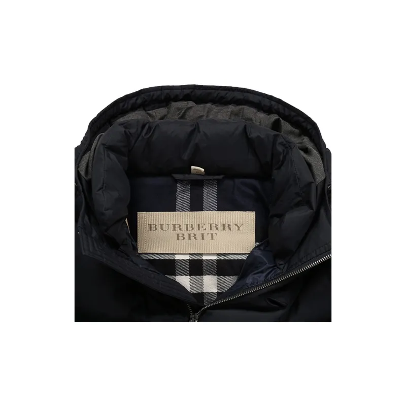 Burberry SS23 Down Jacket Nylon Mid Length Over The Bottom Thickened Coat Men's Marine Blue-2