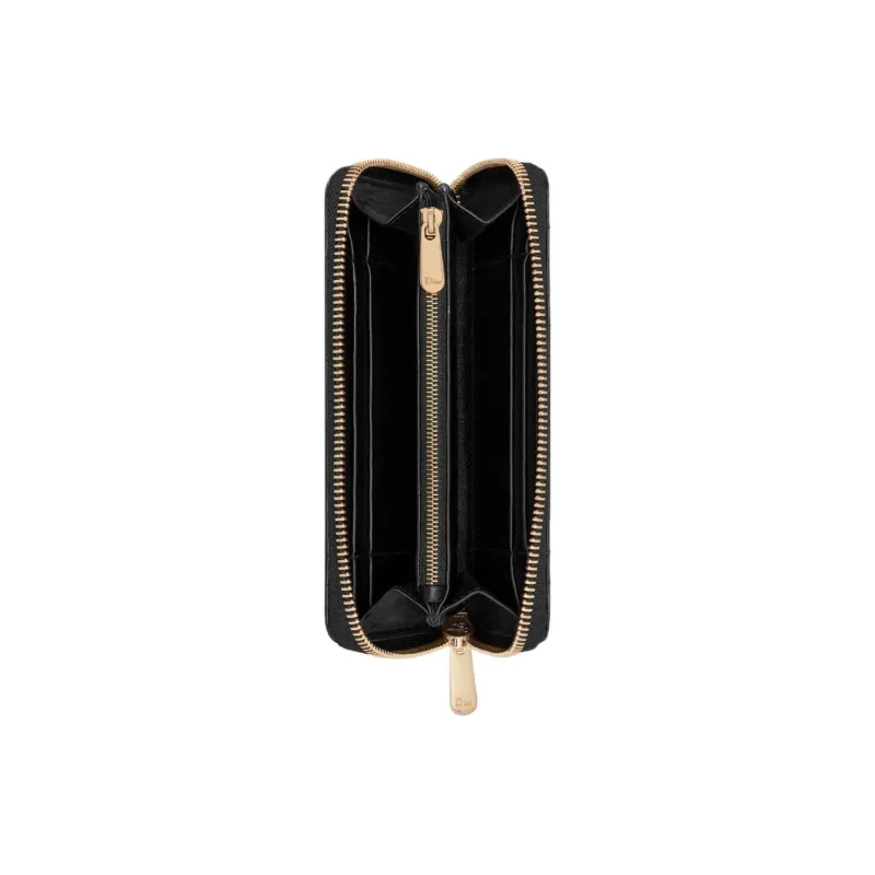 DIOR Lady Dior Lambskin Wallet Medium Size Women's Black-3
