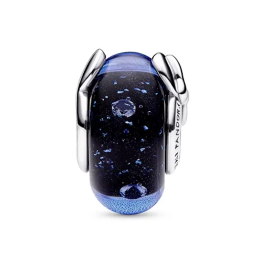 Pandora 925 Sterling Silver Glass Synthetic Cubic Zirconia Pendants Women's Blue-1