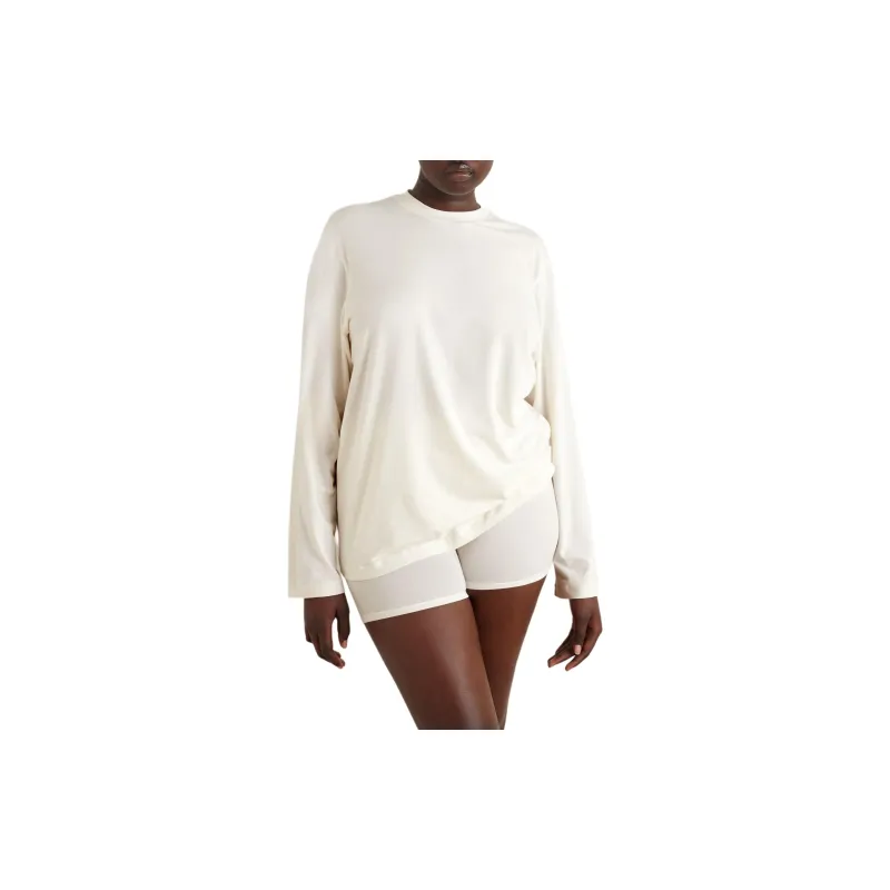 SKIMS Boyfriend Stretch-modal And Cotton-blend Jersey T-Shirt Unisex Ecru-1