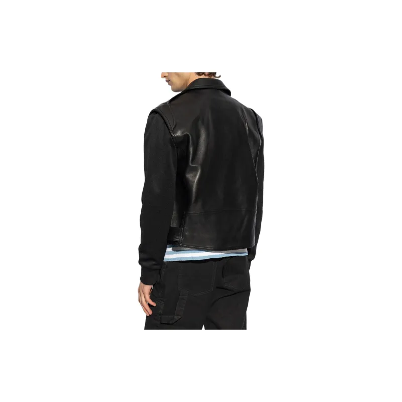 BALMAIN Zip Detailed Leather Jacket-3