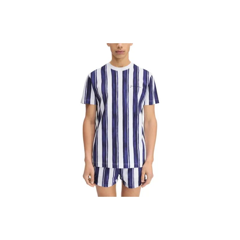 Jacquemus T-Shirt Men's Print Rayure Blue-1