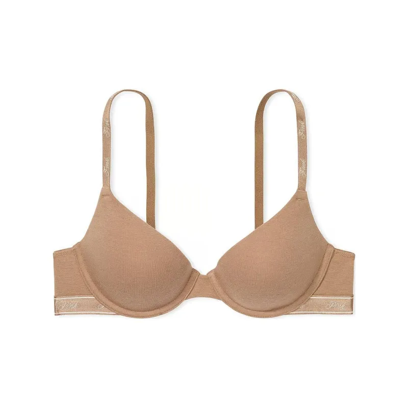 Victoria's Secret PINK Wear Everywhere Lightly Lined T-Shirt Bra/Cocoa Latte Bra Women's Cocoa Latte-0