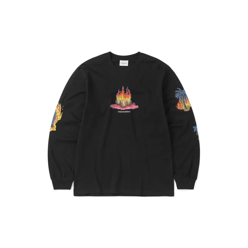 Thisisneverthat SS24 Burning Palm Tree L/S Tee T Shirt Unisex Black-1