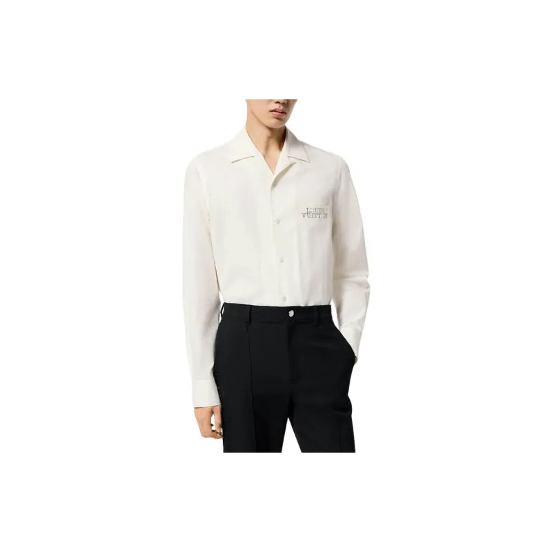 LOUIS VUITTON Embellished Open Collar Long Sleeved Shirt-1