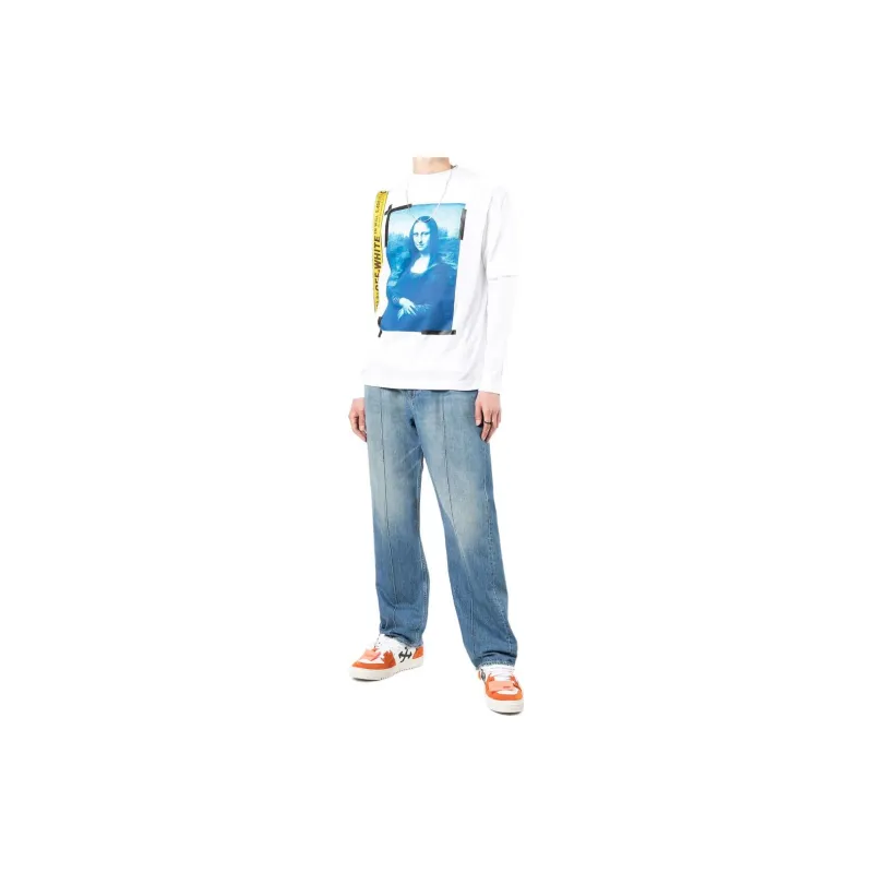 Off- Monalisa-print Long-sleeve Cotton T-shirt-1