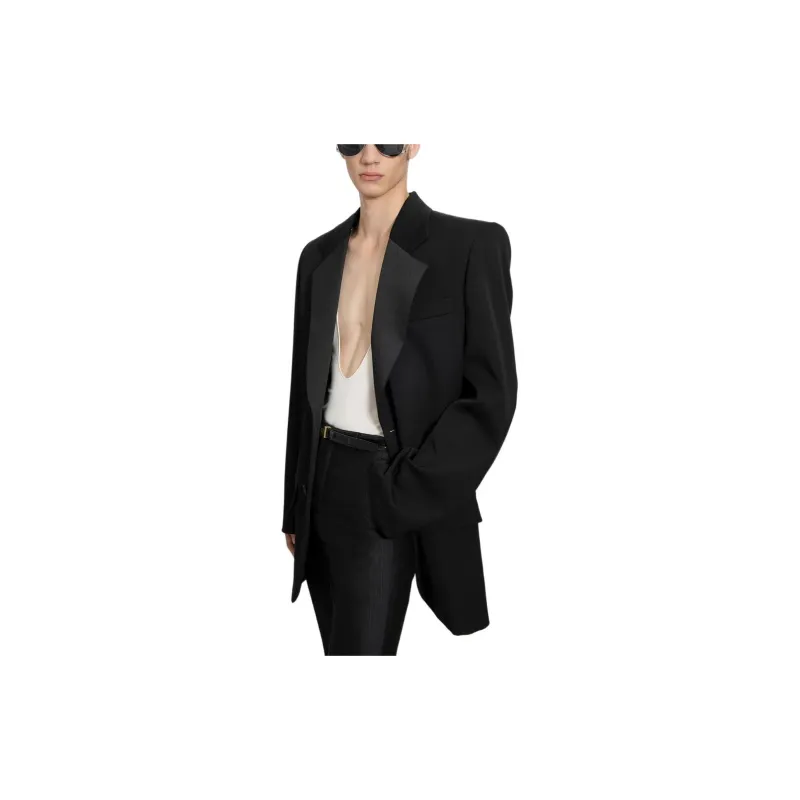 SAINT LAURENT Oversized Tuxedo Blazer-4