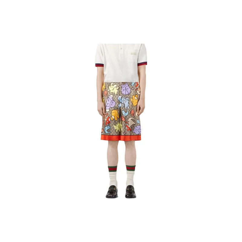 GUCCI Gg Print Silk Twill Shorts-2