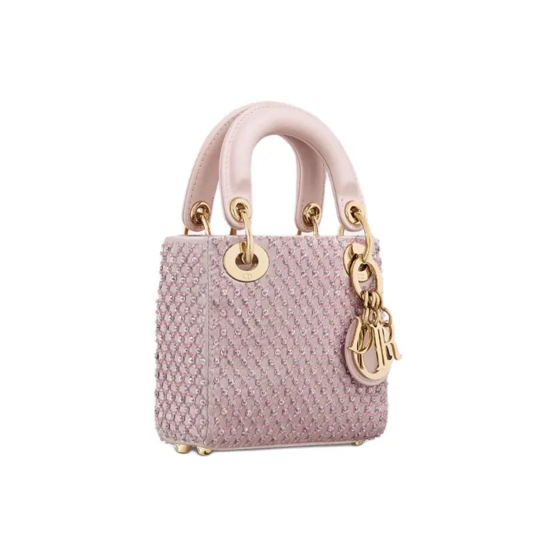 DIOR Lady Dior Mulberry Silk With Cow Leather Shoulder Bag, Crossbody Bag, Handbag Extra Mini Women's Pink-1
